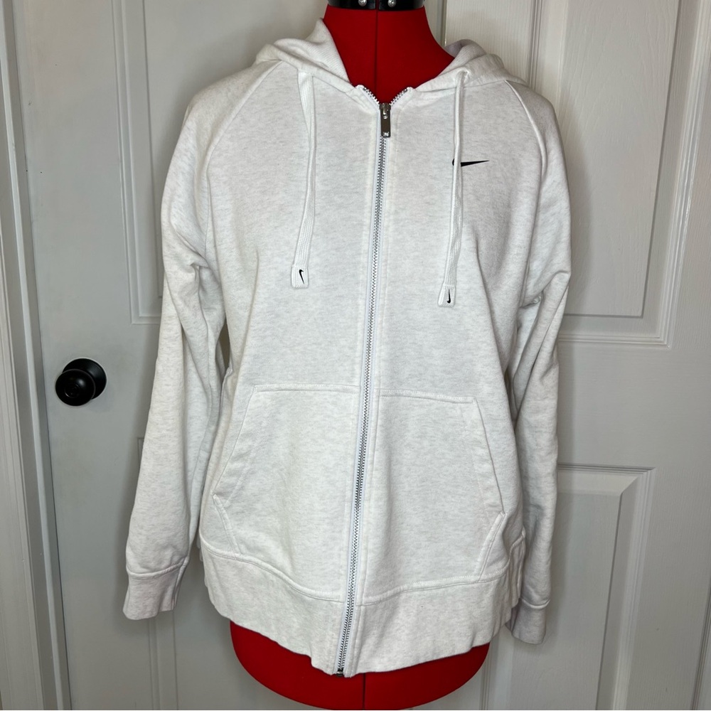 Nike White Full Zip Hooded Training Jacket Split Side Ivory Womens S
